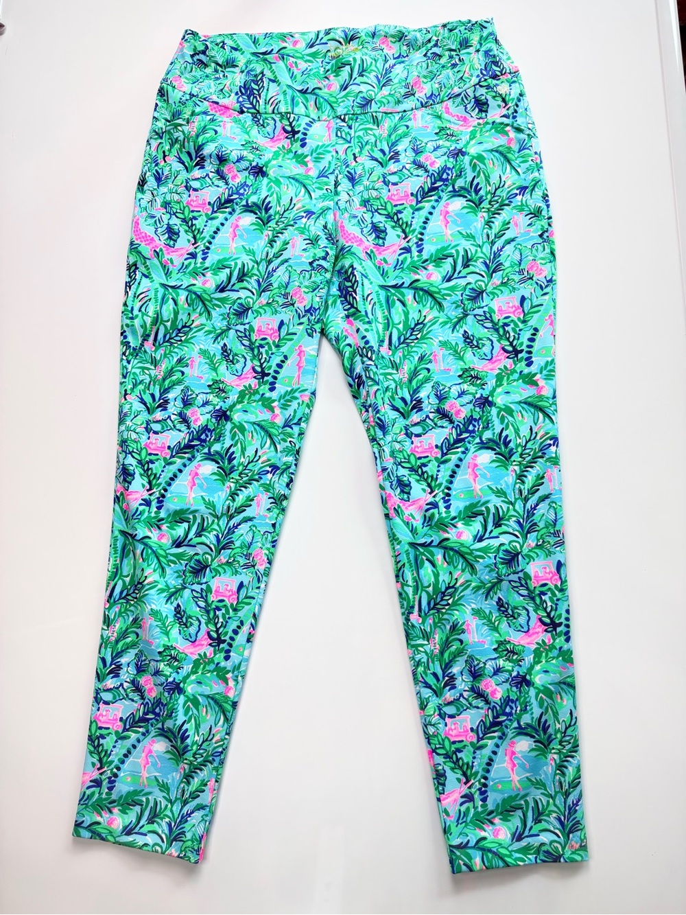 Lilly Pulitzer Luxletic Corso Pant Blue Horizon Par Fiction Golf size 12